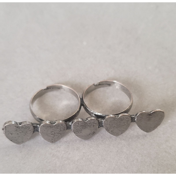 heart Ring, Valentine's day gift for her, adjustable 2 finger, 5 hearts ring - Picture 1 of 5